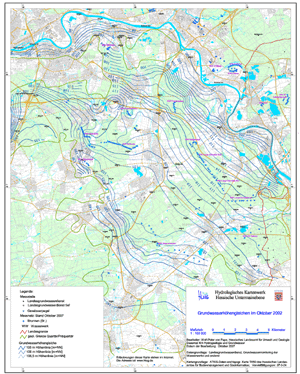 Grundwasserhöhengleichen im Oktober 2002