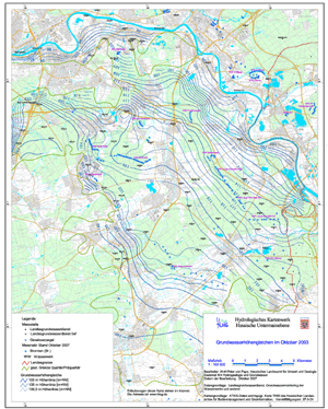 Grundwasserhöhengleichen im Oktober 2003