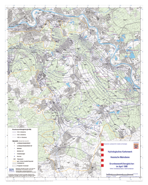 Grundwasserhöhengleichen im April 1988