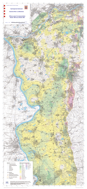 Differenz der Grundwasserstände ausgehend von Oktober 1989 zu Oktober 2002 (2002 minus 1989)