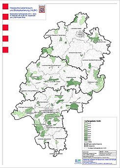 Karte von Hessen kartierten Gebieten bis 2022 