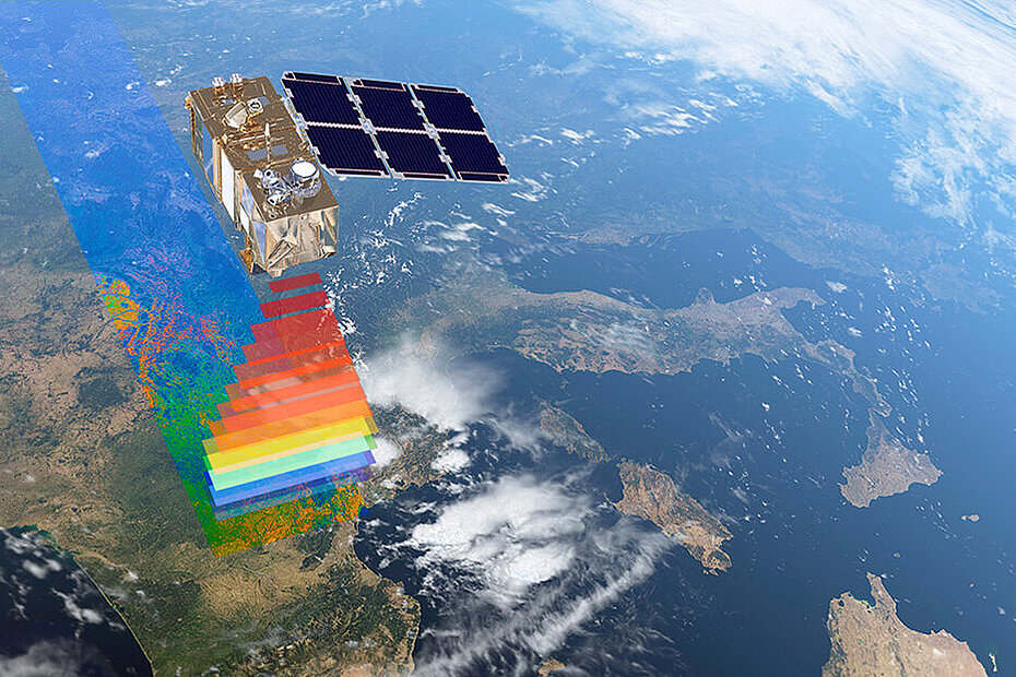 Das Bild zeigt die Fähigkeiten der Sentinel-2-Mission im Rahmen des Copernicus-Erdbeobachtungsprogramms. Es vermittelt eine farbenreiche und detailreiche Darstellung der Erdoberfläche, wie sie durch die hochauflösende, multispektrale Kamera der Sentinel-2-Satelliten erfasst wird.