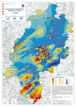 Anomalien des erdmagnetischen Totalfeldes von Hessen 1 : 300 000