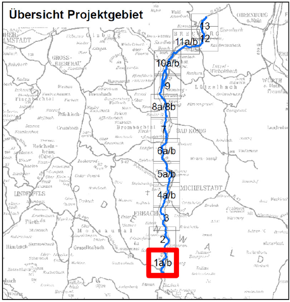 Übersicht über die Blattschnitte der Hochwasserrisikokarten.