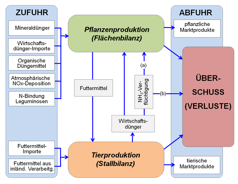 Fließschema der Stickstoffflüsse der Landwirtschaft