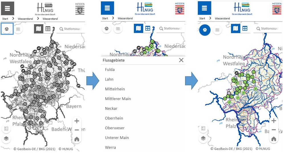 Filterung nach dem Flussgebiet "Lahn"