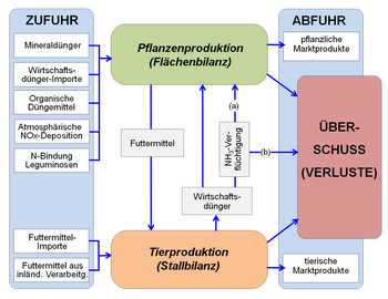Fließschema der Stickstoffflüsse der Landwirtschaft