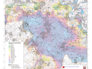 Differenz der Grundwasserstände ausgehend von April 1957 zu April 2001 (2001 minus 1957)