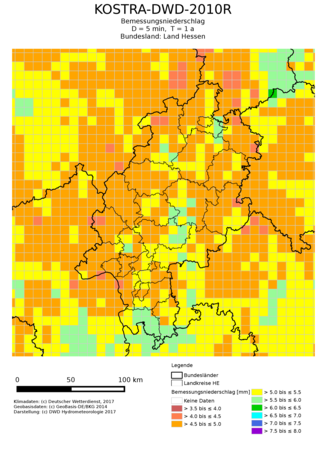 Bemessungsniederschlag D=5min, T=1a