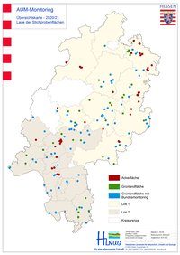 Übersichtskarte zur Lage der Stichprobenflächen des AUM-Monitorings in Hessen
