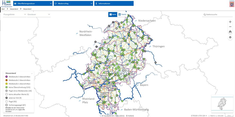 Desktop Ansicht von WISKI-Webfür den Parameter Wasserstand