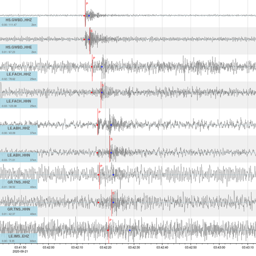 Aufzeichnung eines Erdbebens
