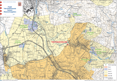 Wasserschutzgebietszonen in der Umgebung von Heubach