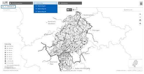 Auswahl der Niederschlagsanzeige (Desktop-Ansicht)