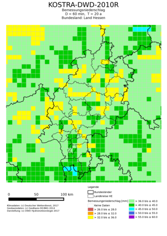 Bemessungsniederschlag D=60min, T=20a