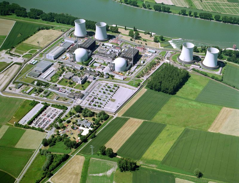 Luftbild des Kernkraftwerk Biblis