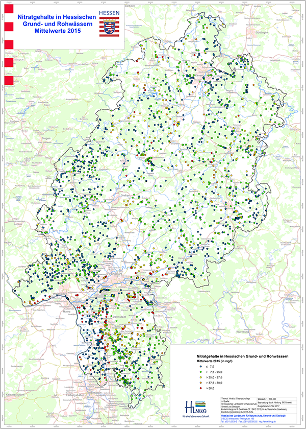 Nitrat in hessischen Grund- und Rohwässern