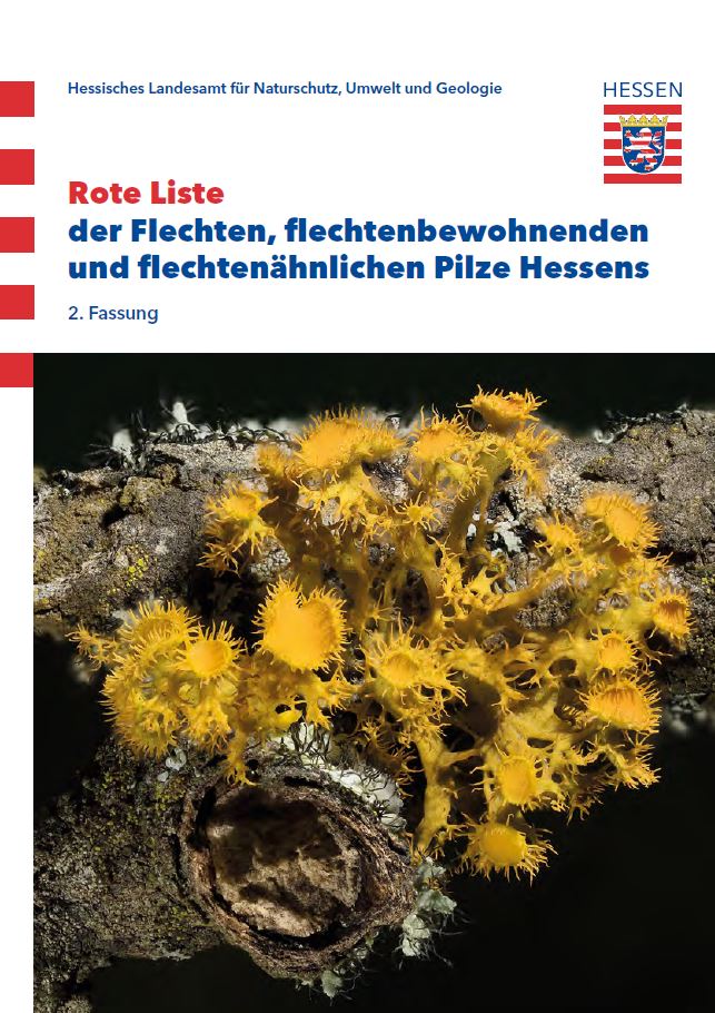 Titelseite der Publikation Rote Liste der Flechten, flechtenbewohnenden und flechtenähnlichen Pilze Hessens